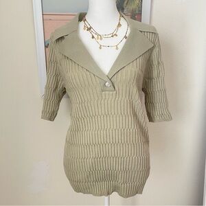 OGL Textured Polo Knit Short Sleeve Top Size 2XL